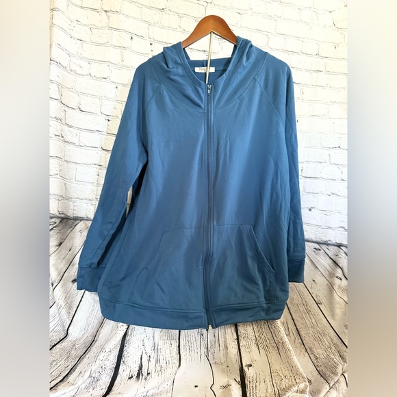 HIBELLE. Blue zip hoodie. Size 2XL - Picture 1 of 4